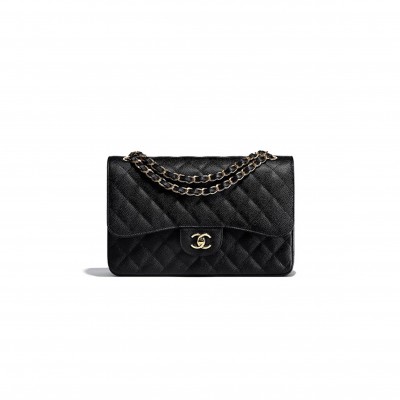CHANEL MASTER CLASSIC FLAP JUMBO30 BLACK LARGE CLASSIC HANDBAG GOLD BUCKLE A58600 (30*19.5*10cm)